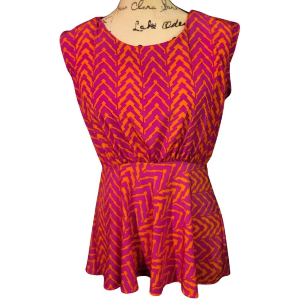 Anthropologie Paper Crane Cap-Sleeved Open-Back Peplum Top, M